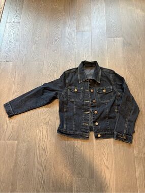 Miss Cocoa Women’s classic Denim Jacket with Button Front in Washed Black Denim